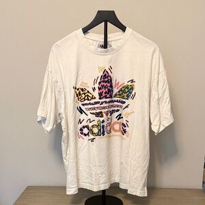 Adidas White Tee with Black Logo